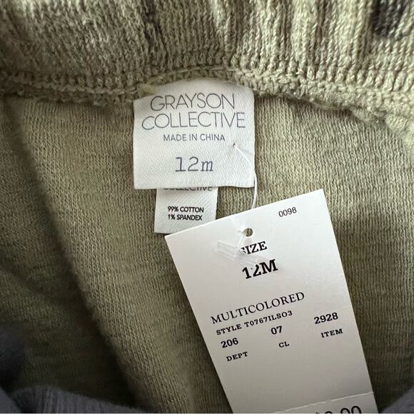 Grayson Collective Boys 2 Pc Outfit 12M Blue Ribbed Bodysuit Green Mushroom Set - Picture 11 of 11